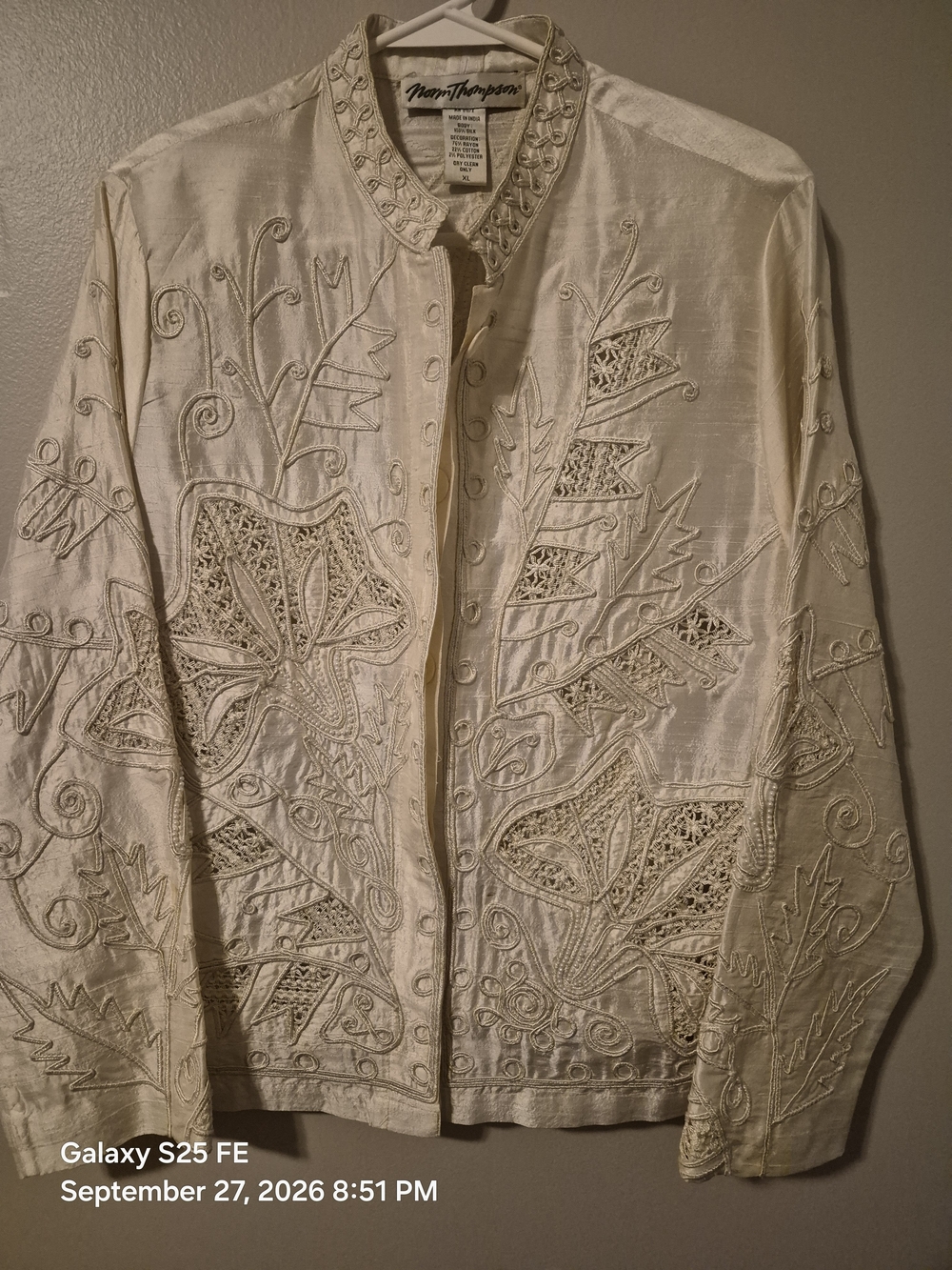 Norm Thompson Ivory Embroidered Cutwork Jacket